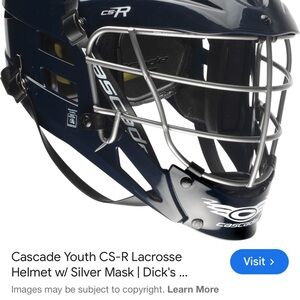 Cascade CS-R Youth Lacrosse Helmet in Navy with Silver Mask